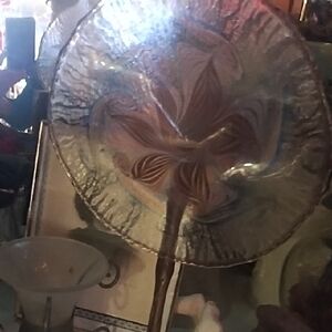 Elegant Glass Art Piece with Brown Accents